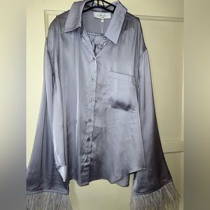 Revolve L’Academie The Michelle Blouse with matching shorts